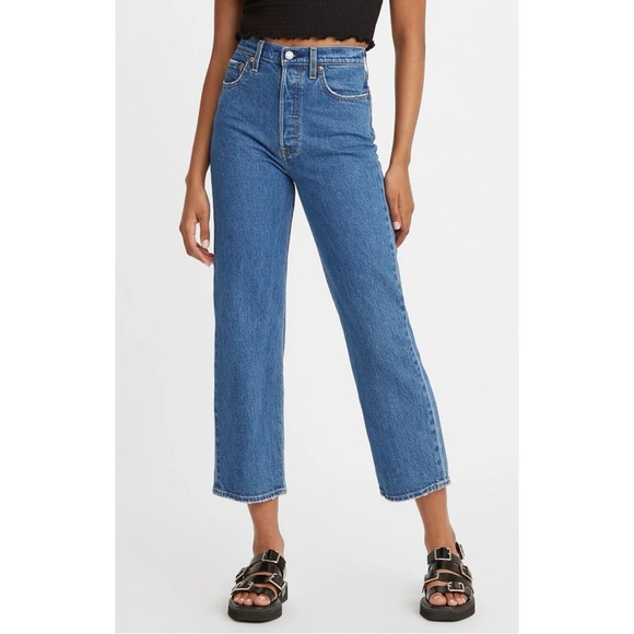 Levi’s Ribcage Straight Ankle Jeans in Jazz Pop - Picture 1 of 9